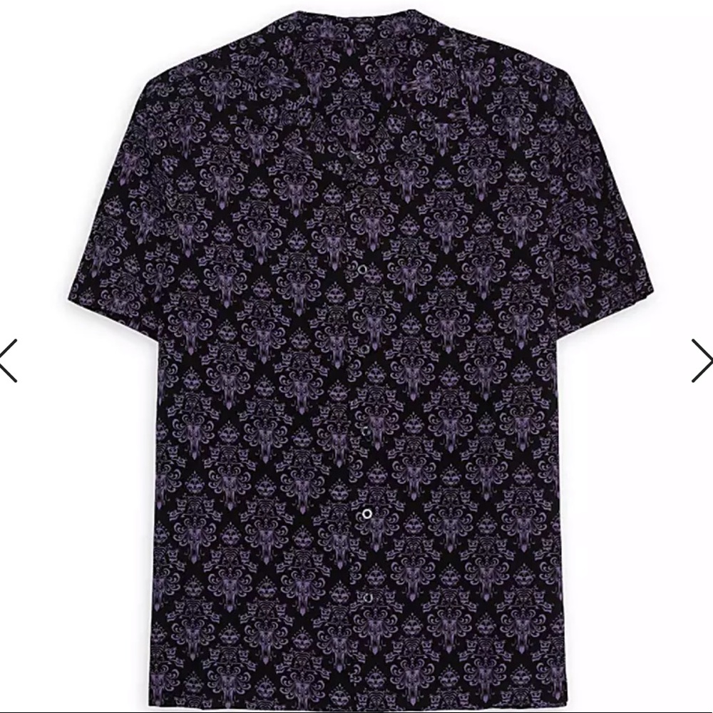 Disney Haunted Mansion Wallpaper Woven Shirt Men L